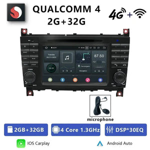 For Mercedes Benz C-Class W203 CLC CLK W209 2005-2011 Qualcomm Car Radio 7" Android 12 DVD GPS CarPlay WIFI 4G Bluetooth Carputech