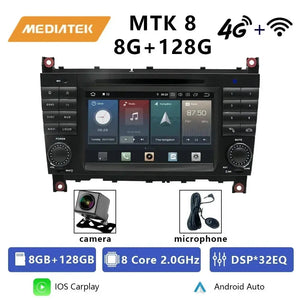 For Mercedes Benz C-Class W203 CLC CLK W209 2005-2011 Qualcomm Car Radio 7" Android 12 DVD GPS CarPlay WIFI 4G Bluetooth Carputech