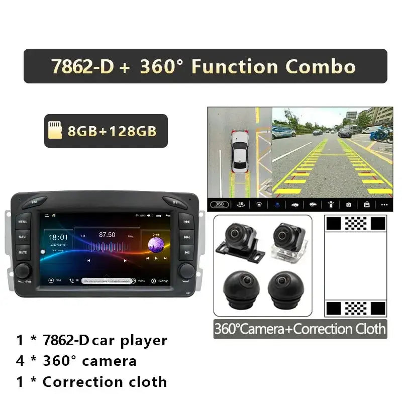 For Mercedes Benz G-Class CLK-Class W463 W203 W209 Viano Vito W639 Qualcomm Car Radio Android 360 ° Camera Player Carplay Carputech
