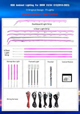 For BMW X3 X4 G01 G02 2018 - 2023 Ambient Lighting Upgrade Kit Interior LED Light Trim Accessories Atmosphere Lamp Carputech