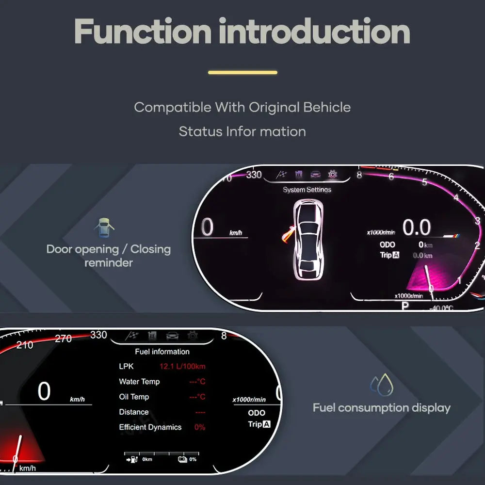 LCD Digital Dashboard Cluster For BMW 1 2 3 4 5 6 7 Series X1 X2 X3 X4 X5 X6 GT 2010-2019 Car Panel Speedometer Virtual Cockpit Carputech