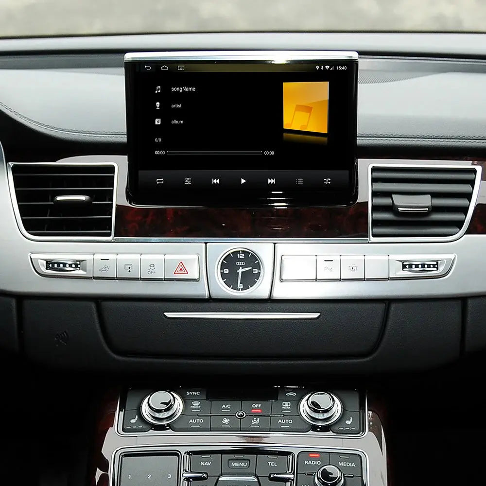 Car Radio Android13 For Audi A8 2011-2017 Auto Audio GPS Navigation Multimedia Player IPS Screen 4G Head Unit Carplay DSP with flip out/in functionality Carputech