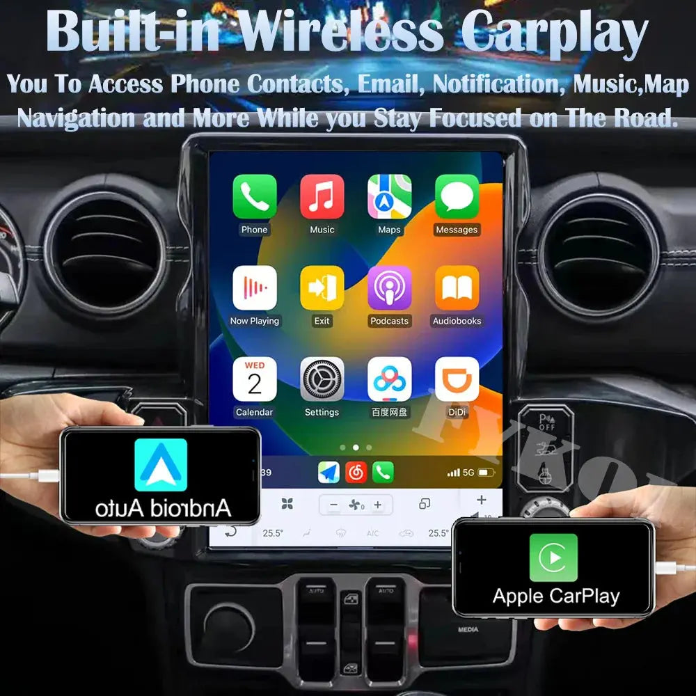 13.6" Qualcomm For Jeep Gladiator 2018-2021 Car Radio Stereo Carplay Upgrade Tesla Style Screen Android Auto GPS Navigation Multimedia Player Carputech