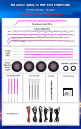 For BMW X3 X4 G01 G02 2018 - 2023 Ambient Lighting Upgrade Kit Interior LED Light Trim Accessories Atmosphere Lamp Carputech