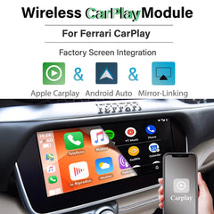Wireless Apple Carplay & Android Auto for Ferrari 458 (F142) 488 (F142M) F12Berlinetta (F152) F8 (F142MFL) 812 Superfast (F152M) GTC4Lusso (F151M) Portofino (F164) Roma (F169) California T (F149M) 2009-2023