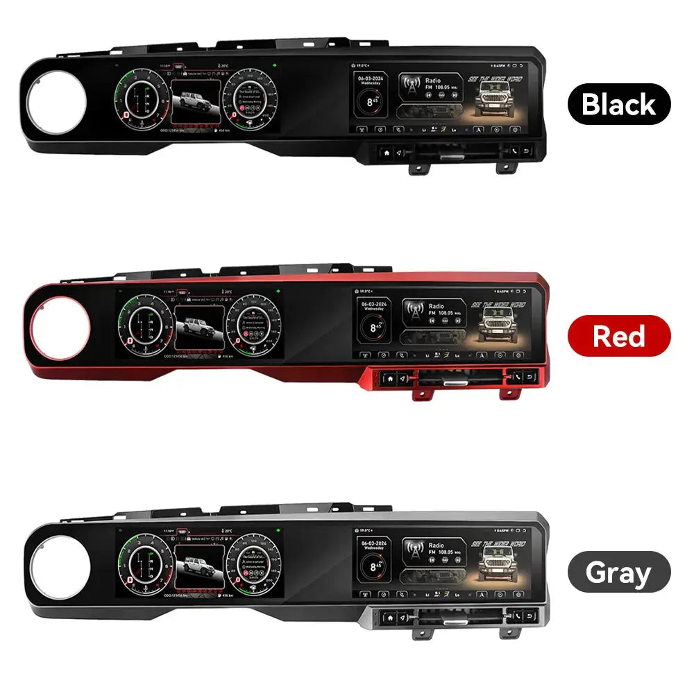 Jeep Wrangler 2018-2024 Digital Dashboard Cluster Dual Screen Car Radio Strip Screen CarPlay Android Auto Speed Meter Screen Carputech