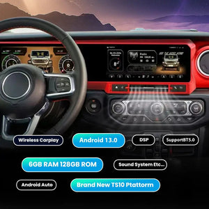 Jeep Wrangler 2018-2024 Digital Dashboard Cluster Dual Screen Car Radio Strip Screen CarPlay Android Auto Speed Meter Screen Carputech