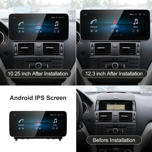 For Mercedes Benz C Class W204 S204 | Wireless CarPlay & Android Auto | 12.3 Inch Touch Screen Snapdragon665 Android13 Car GPS Stereo Multimedia Car Radio Headunit