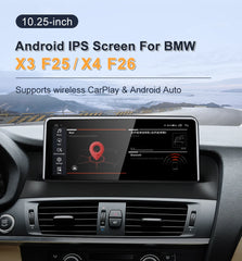 Pour BMW F25 F26 MTK8581 10,25 pouces sans fil CarPlay AUTO Android système multimédia de voiture unité principale Radio Bluetooth GPS Navigation 