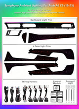 Full Set Car Interior Ambient Lighting for Audi A6 A7 C8 2019-2025 Upgrade Light Kit Dashboard Center Console Door Trim