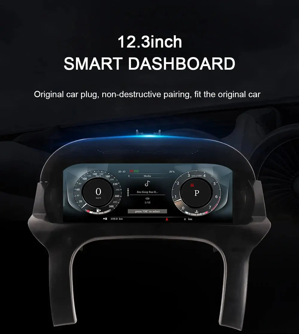 For Land Rover Evoque 2012-2018 12.3" LCD Digital Dashboard Cluster Car Panel Speedometer Virtual Cockpit Carputech