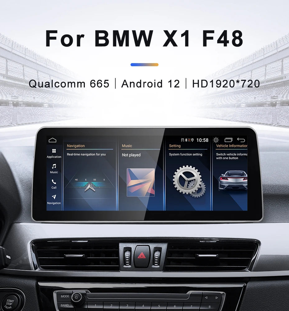 Pour BMW X1 F48 X2 Snapdragon665 12,3 pouces sans fil Apple Carplay Auto Android 12 voiture multimédia unité principale Radio Bluetooth NBT 