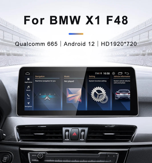 For BMW X1 F48 X2 2005-2022 Snapdragon665 12.3 inch Wireless Apple Carplay Auto Android 12 Car Multimedia Head Unit Radio Bluetooth NBT