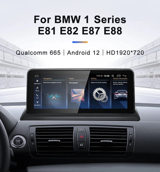 For BMW E81 E82 E87 E88 Snapdragon665 10.25 inch Carplay AUTO Android 12 Car GPS Stereo Multimedia Head Unit Radio Bluetooth