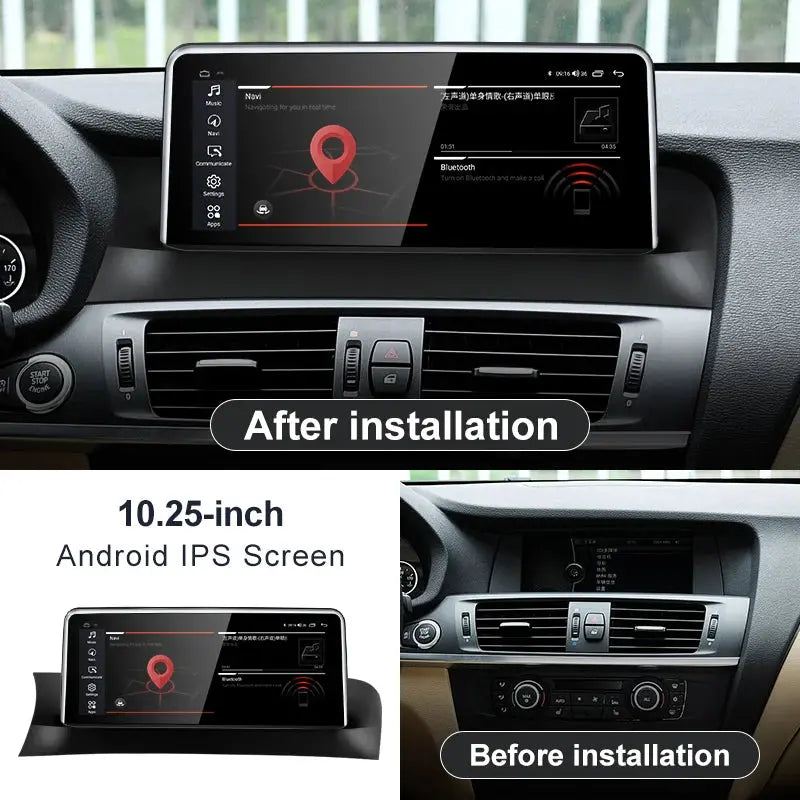 For BMW X3 X4 F25 F26 MTK8581 10.25inch Wireless CarPlay AUTO Android Car Multimedia System Head Unit Radio Bluetooth GPS Navigation Carputech