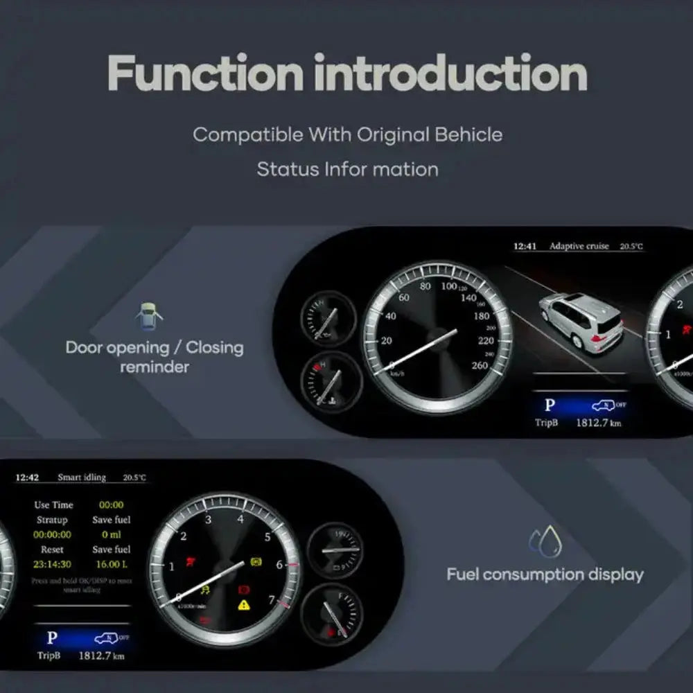 For Toyota 4Runner 2010-2022 12.3" LCD Digital Dashboard Cluster Car Panel Speedometer Virtual Cockpit - Carputech