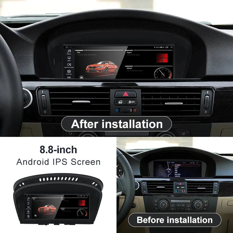 For BMW 3 series E90 E91 5 series E60 E61 MTK 8581 8.8inch Touch Screen Wireless CarPlay AUTO Android13 System CCC Head Unit Radio Bluetooth Carputech