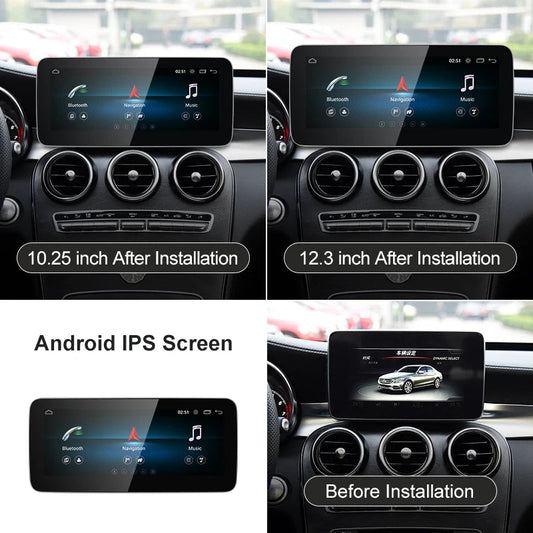 For Mercedes Benz C Class W205 S205 | Wireless CarPlay & Android Auto | 12.3 inch Touch Screen Snapdragon665 Android13 Car GPS Stereo Multimedia Car Radio headunit