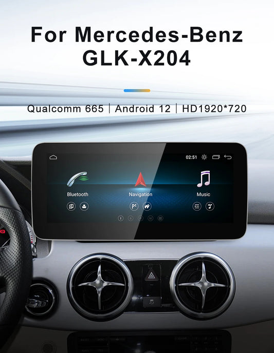For Mercedes Benz GLK X204 GPS NAVI NGT4.0 4.5 Wireless CarPlay & Android Auto 12.3 Inch Touch Screen Snapdragon665 Android13 Car GPS Stereo Multimedia Car Radio Headunit
