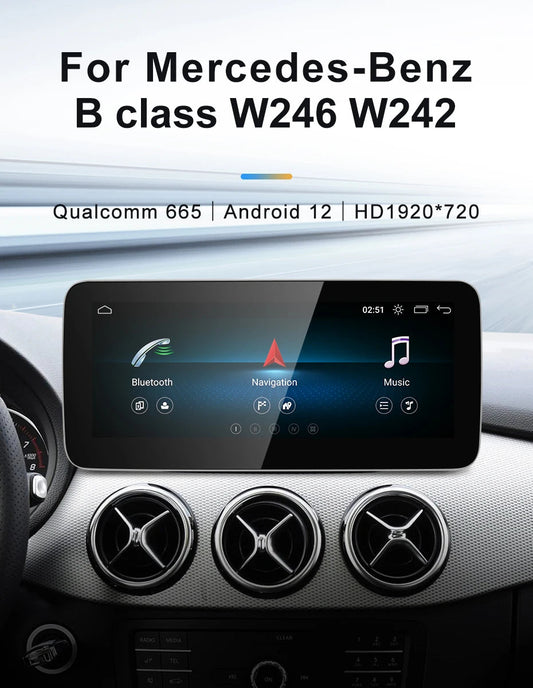 For Mercedes Benz B Class W245 W246  | Wireless CarPlay & Android Auto | 12.3 Inch Touch Screen Snapdragon665 Android13 Car GPS Stereo Multimedia Car Radio Headunit