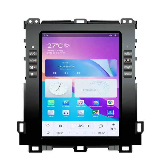 Autoradio 10,4" Qualcomm pour Toyota Prado 2002-2009, stéréo, Carplay, mise à niveau, écran de style Tesla, Android Auto, navigation GPS, lecteur multimédia