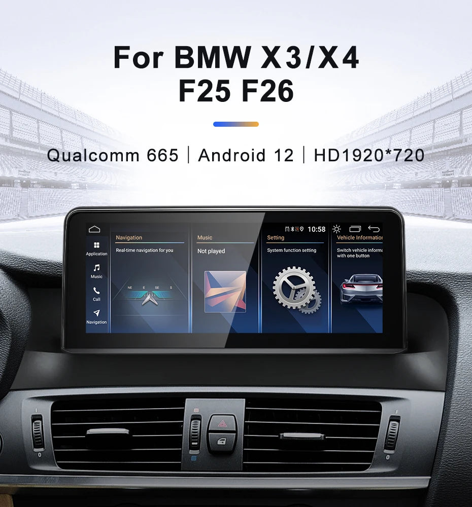 Pour BMW F25 F26 Snapdragon665 8.8 pouces sans fil CarPlay Android AUTO système multimédia de voiture unité principale Radio Bluetooth GPS Navi 