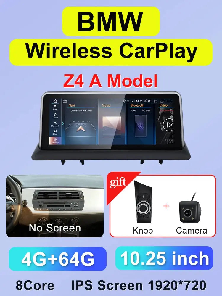 10.25"/12.3" Android 14 Screen for BMW Z4 E85 E86 E89 (2002–2019) | Qualcomm 665 | 1920x720 | Wireless CarPlay & Android Auto Carputech