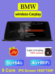 ID8 Qualcomm Snapdragon665 Android 12 CarPlay AUTO sans fil pour BMW Série 6 F12 F13 CIC NBT Lecteurs multimédias de voiture GPS Navi 