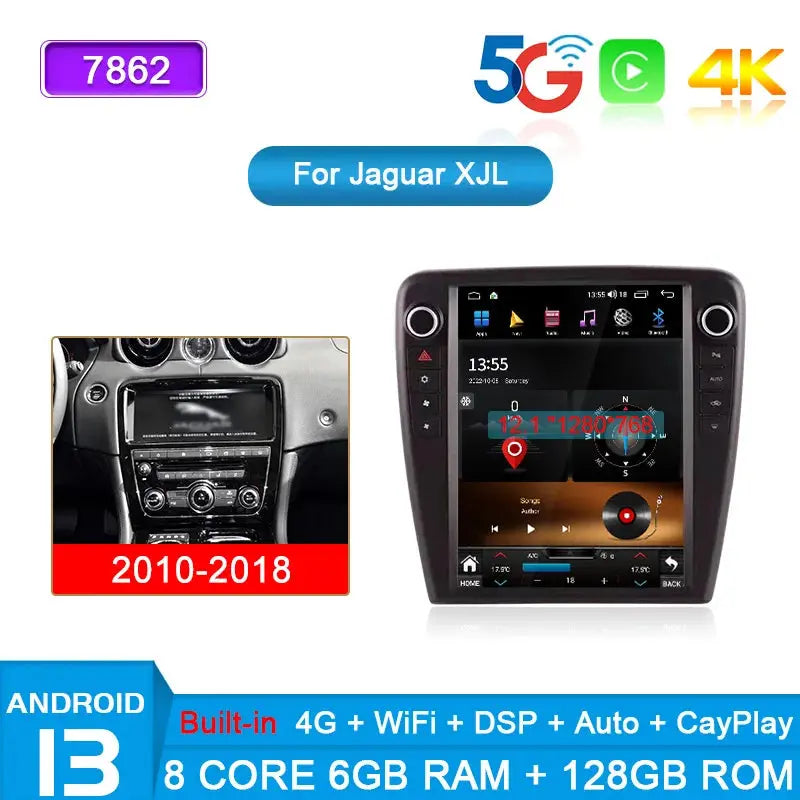 For Jaguar XJL 2010 2011 2012- 2018 Android 13 Car Multimedia Player Car Radio GPS Navigation Auto Audio DSP 12.1 Inch Tesla Style Screen Carputech