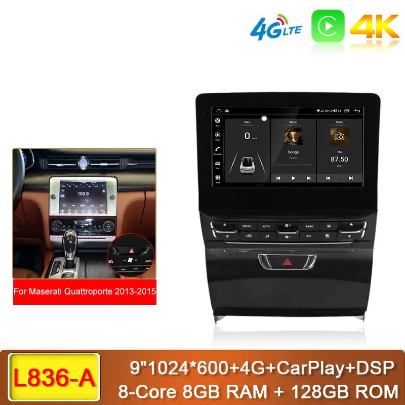 Carputech 9 Inch Android 13 Car Multimedia Player For Maserati Quattroporte 2013-2020 8G+128GB GPS Navigation Stereo Car Radio DSP Carputech