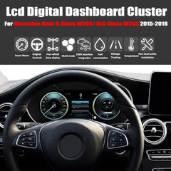 Für Mercedes Benz C-Klasse W205/GLC-Klasse W253 2015–2018 NTG 5.0 12,3 Zoll LCD-Digital-Armaturenbrett-Cluster-Auto-Panel-Tachometer Virtuelles Cockpit