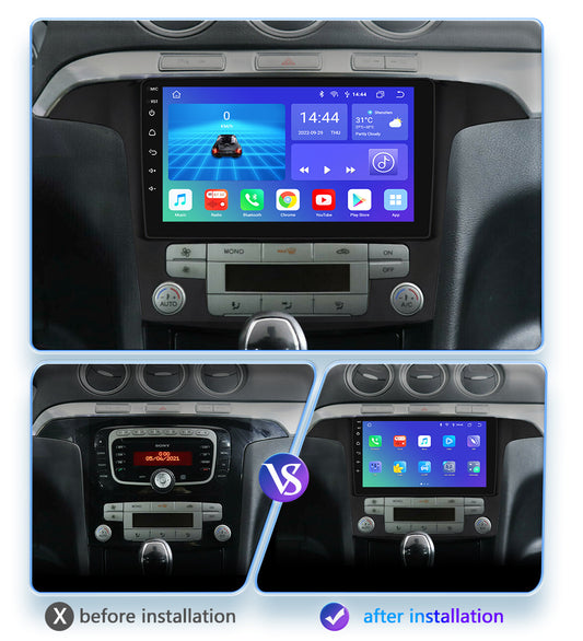 For Ford S-Max 2007-2015 Car Radio Apple Carplay Android Auto Car GPS Navigation Android 12 QLED Touch Screen