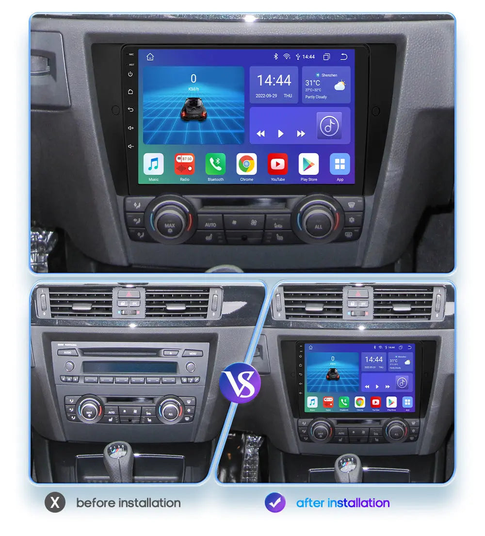 Android 15 GPS Autoradio Voor BMW 3-serie E90/E91/E92/E93 (2005-2013) – 9 Inch, CarPlay, AHD-camera, Stuurwielbediening, 4G+64G H5