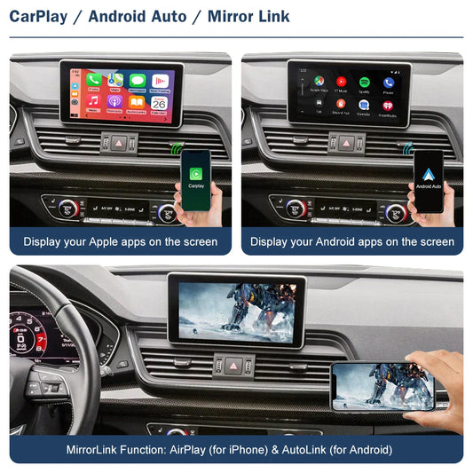 Wireless CarPlay Module for Audi A1/A3/A4/A5/A6/A6L/A7/A8/Q2/Q3/Q5/Q7/Q8/S4/S5 2008-2019, with Android Auto Interface AirPlay Mirror Link Car Play Functions