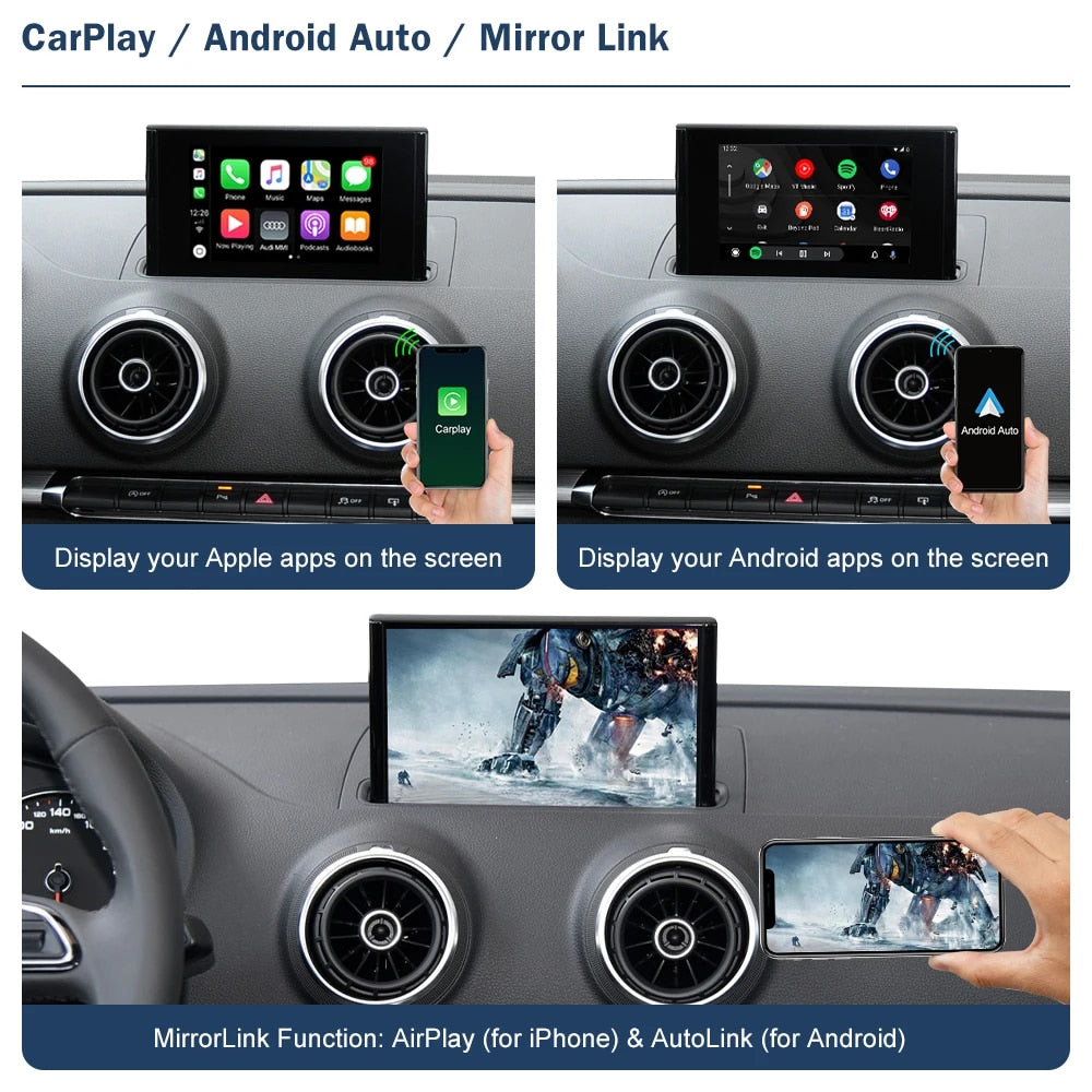 Wireless CarPlay Android Auto Module Interface for Audi Q2 2008-2022, with AirPlay Mirror Link Car Play Functions