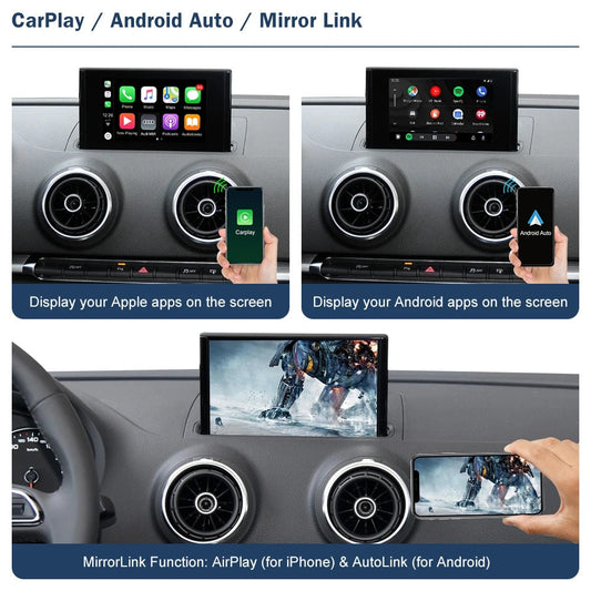 Wireless CarPlay Android Auto Interface for Audi Q2 2008-2018, with AirPlay Mirror Link Car Play Functions
