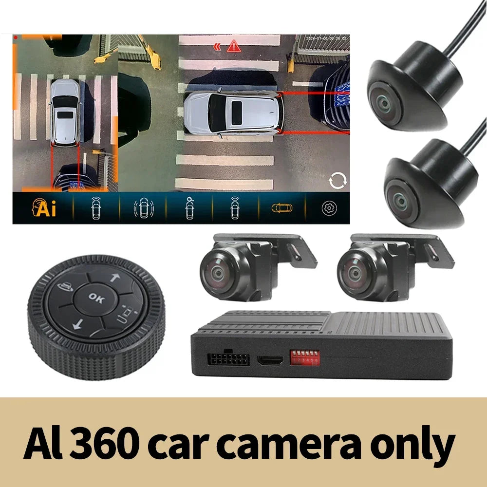Carputech 360 degree panoramic view HD 1080P AI Intelligent Object Recognition Reminder 3D Bird Eye View Car Camera System