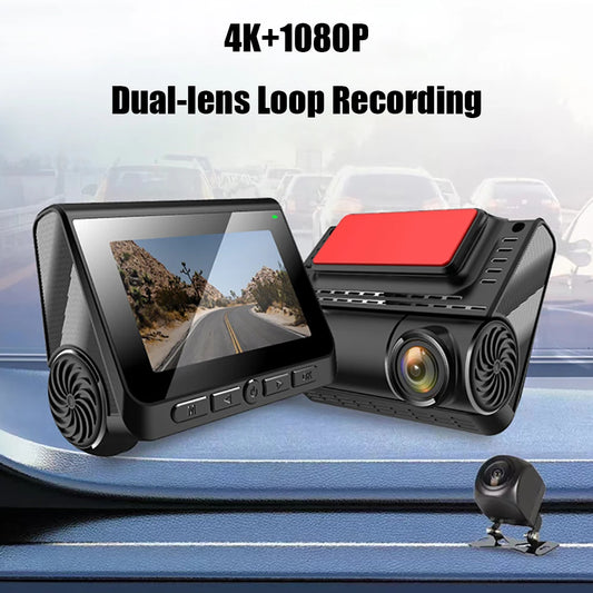 4K IPS HD Dual Recording Auto 1080P Full HD DVR Nachtsicht 170 Grad Weitwinkel Dashboardkamera USB Dashboardkamera G-Sensor Android Videorecorder Dashboardkamera