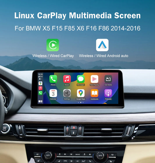 Linux Touch Screen For BMW X5 F15 F85 X6 F16 F86 2014-2016 NBT System | Wireless Apple Carplay & Android Auto | Original Style Car Radio Screen