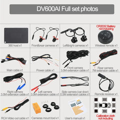 Carputech 360 degree panoramic view HD 1080P AI Intelligent Object Recognition Reminder 3D Bird Eye View Car Camera System