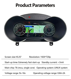 10.25'' LCD Digital Dashboard Cluster For Audi TT 2006-2016 Car Lcd Panel Speedometer Virtual Cockpit Carputech