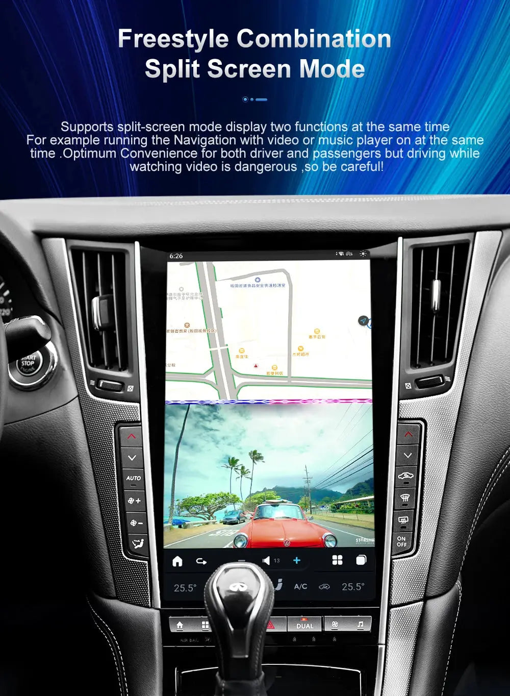 13.6" Qualcomm For Infiniti Q50 Q50S 2014-2019 Car Radio Stereo Carplay Upgrade Tesla Style Screen Android Auto GPS Navigation Multimedia Player Carputech