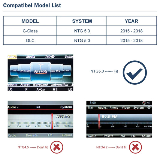 Décodeur CarPlay sans fil Android Auto pour Mercedes Benz Classe C W205 GLC 2015-2018, avec Mirror Link AirPlay Car Play 