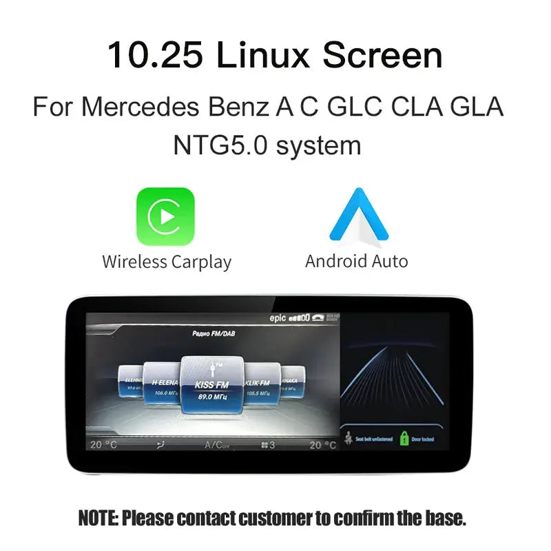 Wireless Carplay/Android Auto 12.3'' Touch screen Linux Multimedia Radio Receiver for Mercedes Benz GLA CLA GLC GLK ML W205 W176 C117 Carputech