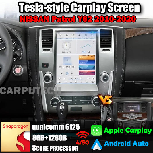 Autoradio 12,1" Qualcomm pour NISSAN Patrol/Y62 2010-2020, stéréo, Carplay, mise à niveau, écran de style Tesla, Android Auto, navigation GPS, lecteur multimédia