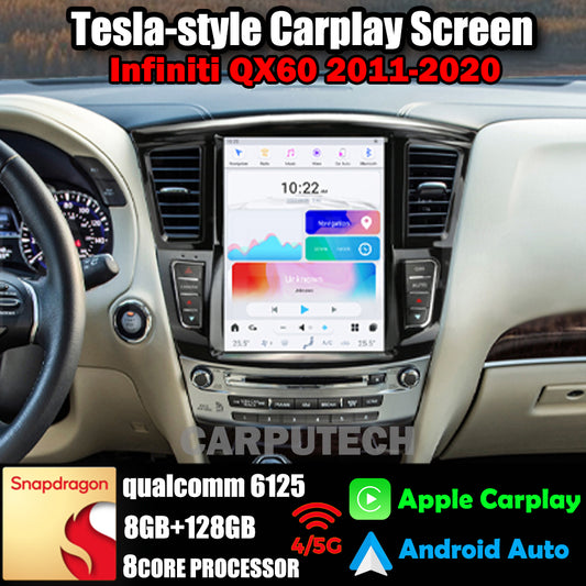 12.1" Qualcomm pour Infiniti QX60 2011-2020 Autoradio Stéréo Carplay Mise à Niveau Écran Style Tesla Android Auto Navigation GPS Lecteur Multimédia 