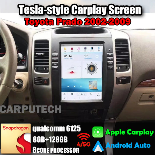 Autoradio 10,4" Qualcomm pour Toyota Prado 2002-2009, stéréo, Carplay, mise à niveau, écran de style Tesla, Android Auto, navigation GPS, lecteur multimédia