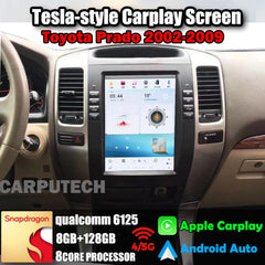 Autoradio 10,4" Qualcomm pour Toyota Prado 2002-2009, stéréo, Carplay, mise à niveau, écran de style Tesla, Android Auto, navigation GPS, lecteur multimédia