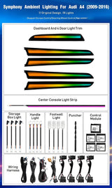 64 Colors Dynamic Ambient Light for Audi A4 B8 2009 - 2016 Interior LED Lighting Accessories Upgrade Atmosphere Light Carputech
