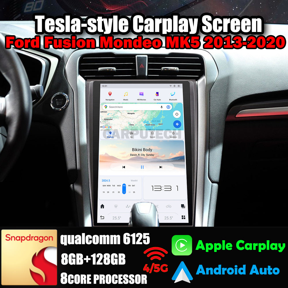 13,6 Zoll Qualcomm für Ford Fusion Mondeo MK5 2013–2020 Autoradio Stereo Carplay Upgrade Tesla Style Bildschirm Android Auto GPS Navigation Multimedia Player